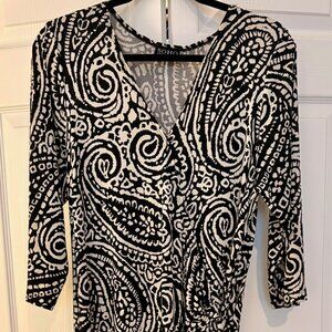 SOHO Side Wrap Black & White Dress
